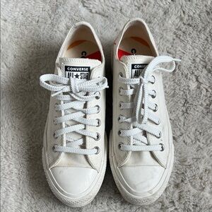 Converse White Low Top Platform Canvas Sneakers